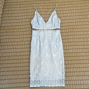 Blue lace embroidery dress